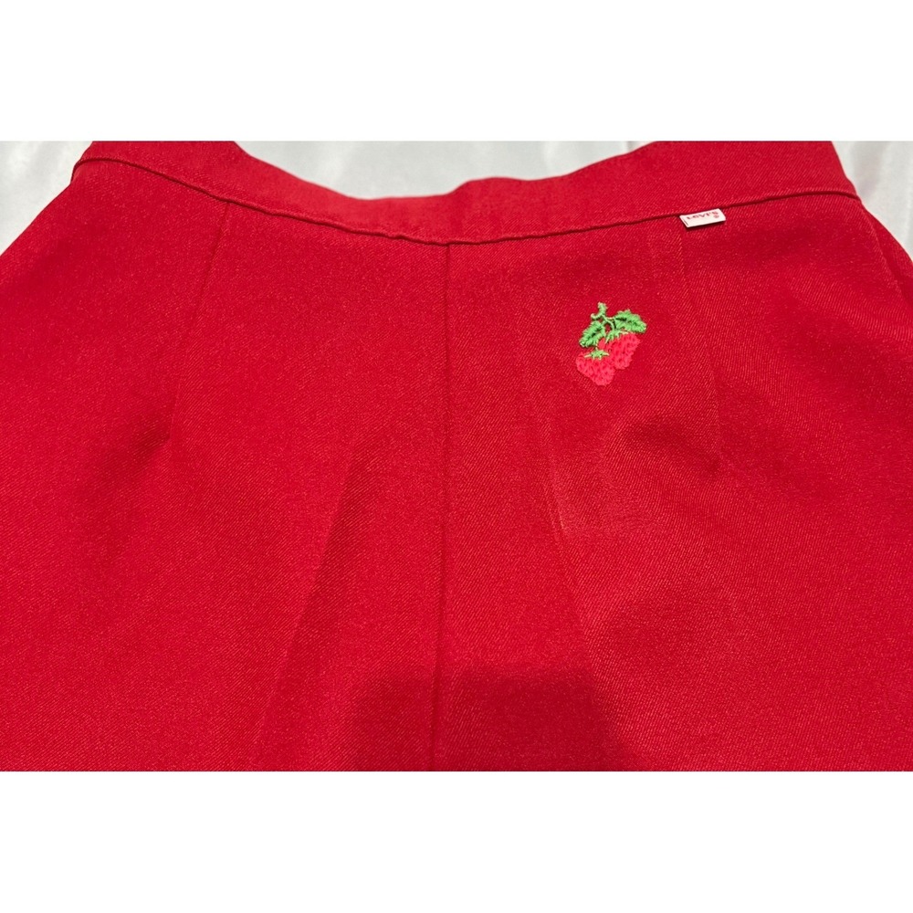 Vintage Levis Red High Waisted Wide Leg Strawberry Embroidered Size 6 Pants - Picture 11 of 11